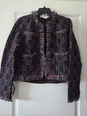 $363 Aldo Martins Thun Fringed Knit Bomber Jacket
